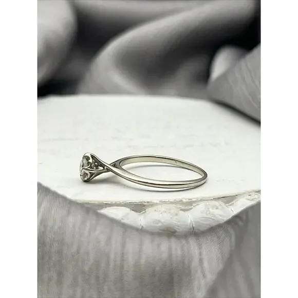 14 White Gold Diamond Engagement Ring Size 6.5 - Picture 5 of 7